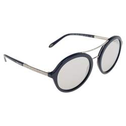 Pre Owned Tiffany & Co. Navy Blue/Silver Mirrored TF 4136 Round Sunglasses