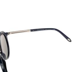 Pre Owned Tiffany & Co. Navy Blue/Silver Mirrored TF 4136 Round Sunglasses