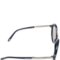 Pre Owned Tiffany & Co. Navy Blue/Silver Mirrored TF 4136 Round Sunglasses