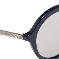 Pre Owned Tiffany & Co. Navy Blue/Silver Mirrored TF 4136 Round Sunglasses