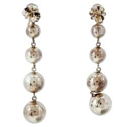 Pre Owned Tiffany & Co. Sterling Silver Graduated Bead Drop Earrings