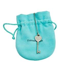 Pre Owned Tiffany & Co. Sterling Silver Heart Key Pendant Necklace