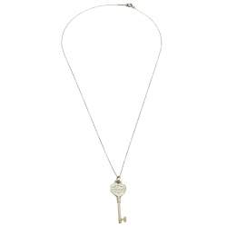 Pre Owned Tiffany & Co. Sterling Silver Heart Key Pendant Necklace