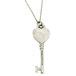 Pre Owned Tiffany & Co. Sterling Silver Heart Key Pendant Necklace