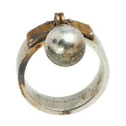 Pre Owned Tiffany & Co. HardWear Ball Sterling Silver Dangle Ring Size 57