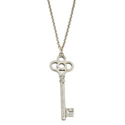 Pre Owned Tiffany & Co. Silver Crown Key Pendant Chain Necklace