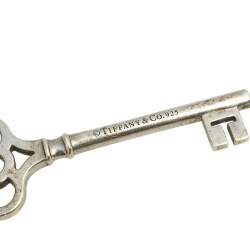 Pre Owned Tiffany & Co. Silver Crown Key Pendant Chain Necklace