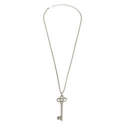 Pre Owned Tiffany & Co. Silver Crown Key Pendant Chain Necklace