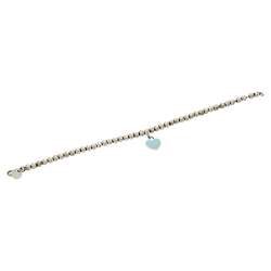 مملوكة مسبقًا سوار تيفاني ريتيرن تو تيفاني إيناميل أزرق بخرز وحلية قلب فضية 