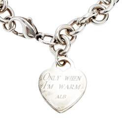 Pre Owned Tiffany & Co. Sterling Silver Heart Tag Charm Bracelet