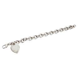Pre Owned Tiffany & Co. Sterling Silver Heart Tag Charm Bracelet