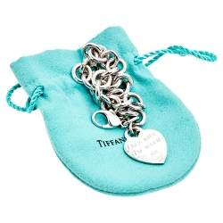 Pre Owned Tiffany & Co. Sterling Silver Heart Tag Charm Bracelet