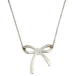 Pre Owned Tiffany & Co. Sterling Silver Bow Pendant Necklace