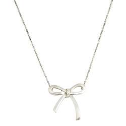 Pre Owned Tiffany & Co. Sterling Silver Bow Pendant Necklace