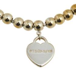 Pre Owned Tiffany & Co. Return to Tiffany Heart Tag Silver Beads Bracelet