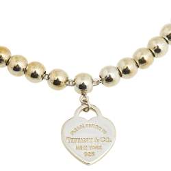 Pre Owned Tiffany & Co. Return to Tiffany Heart Tag Silver Beads Bracelet
