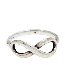 Pre Owned Tiffany & Co. Infinity Silver Ring Size 53