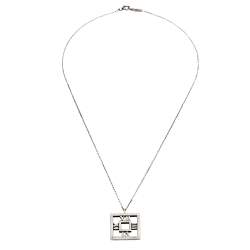 Pre Owned Tiffany & Co. Square Atlas Open Silver Pendant Necklace