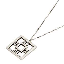 Pre Owned Tiffany & Co. Square Atlas Open Silver Pendant Necklace