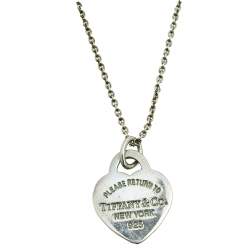 Pre Owned Tiffany & Co. Return To Tiffany Blue Enamel Silver Pendant Necklace.