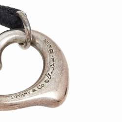 Pre Owned Tiffany & Co. Elsa Peretti Open Heart Silk Cord Silver Bracelet