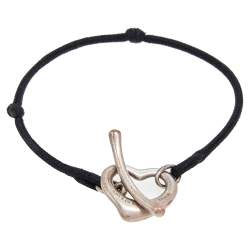Pre Owned Tiffany & Co. Elsa Peretti Open Heart Silk Cord Silver Bracelet