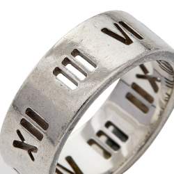 Pre Owned Tiffany & Co. Sterling Silver Atlas Pierced Band Ring EU 59