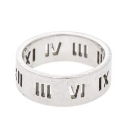 Pre Owned Tiffany & Co. Sterling Silver Atlas Pierced Band Ring EU 59