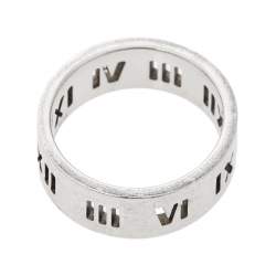 Pre Owned Tiffany & Co. Sterling Silver Atlas Pierced Band Ring EU 59
