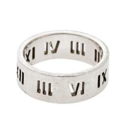 Pre Owned Tiffany & Co. Sterling Silver Atlas Pierced Band Ring EU 59
