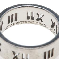 Pre Owned Tiffany & Co. Sterling Silver Atlas Pierced Band Ring EU 59