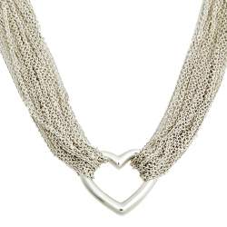 Pre Owned Tiffany & Co. Sterling Silver Open Heart Multi Chain Toggle Necklace 