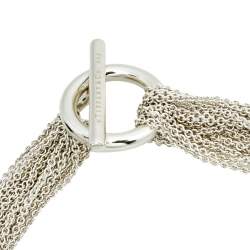 Pre Owned Tiffany & Co. Sterling Silver Open Heart Multi Chain Toggle Necklace 