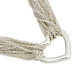 Pre Owned Tiffany & Co. Sterling Silver Open Heart Multi Chain Toggle Necklace 