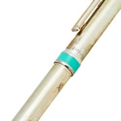 مملوكة مسبقًا Tiffany & Co. Silver Blue Accent T-clip Ballpoint Pen