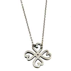 Pre Owned Tiffany & Co. Paloma Picasso Sterling Silver Diamond Loving Heart Pendant Necklace