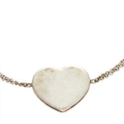 Pre Owned Tiffany & Co. Return To Tiffany  Sterling Silver Heart Tag Double Chain Bracelet