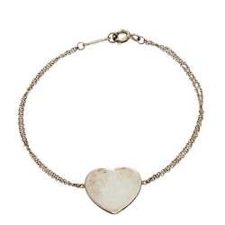 Pre Owned Tiffany & Co. Return To Tiffany  Sterling Silver Heart Tag Double Chain Bracelet