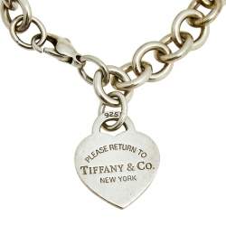Pre Owned Tiffany & Co. Return to Tiffany Heart Tag Silver Bracelet