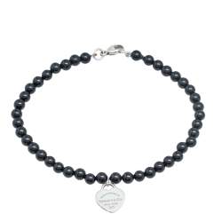 Pre Owned Tiffany & Co. Return to Tiffany & Co. Onyx and Silver Bracelet 