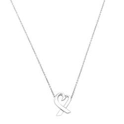 Pre Owned Tiffany & Co. Paloma Picasso Heart Pendant Silver Chain Necklace