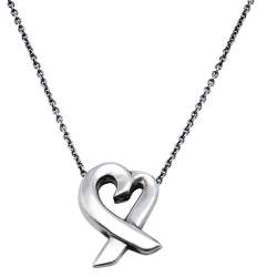Pre Owned Tiffany & Co. Palamo Picasso Heart Pendant Silver Chain Necklace
