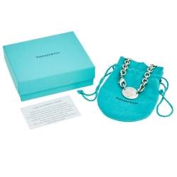 Pre Owned Tiffany & Co. Return to Tiffany Oval Tag Silver Choker Necklace