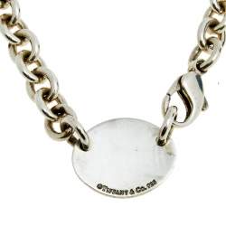Pre Owned Tiffany & Co. Return to Tiffany Oval Tag Silver Choker Necklace
