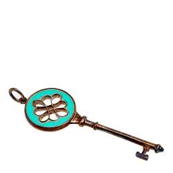 Pre Owned Tiffany & Co. Tiffany Key Blue Enamel Sterling Silver Pendant