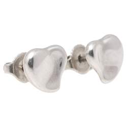Pre Owned Tiffany & Co. Elsa Peretti Full Heart Sterling Silver Stud Earrings