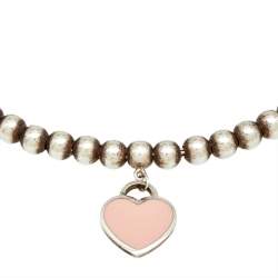 Pre Owned Tiffany & Co.  Heart Tag Enamel Sterling Silver Beaded Bracelet