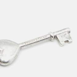 Pre Owned Tiffany & Co. Enamel Heart Key Silver 925 Pendant Necklace