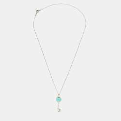 Pre Owned Tiffany & Co. Enamel Heart Key Silver 925 Pendant Necklace