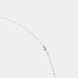 Pre Owned Tiffany & Co. Trefoil Key Silver Pendant Oval Link Chain Necklace